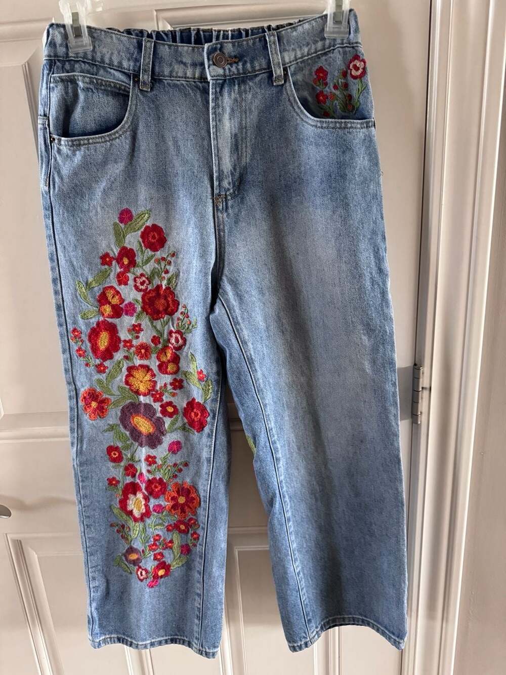 Bar by Alexa Rae Women's Blue Denim Jeans with Floral Embroidery Size M
